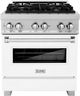 ZLINE 30" Satin Stainless Steel Pro Style Dual Fuel Range with White Matte Door-0