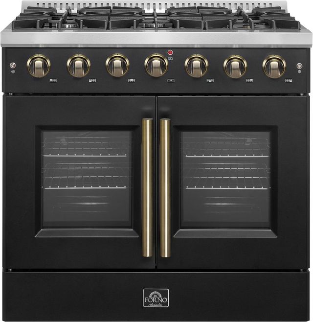 FORNO® Galiano Series Alta Qualita 36" Black Pro Style Gas Range-0