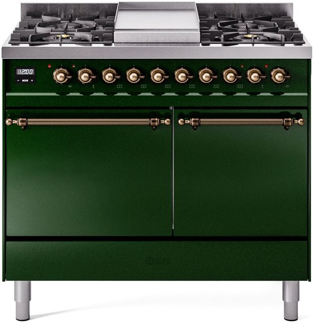 Ilve® Nostalgie II Series 40" Emerald Green Pro Style Dual Fuel Range-0