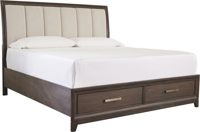 Signature Design by Ashley® Brueban 6-Piece Gray/Rich Brown California King Panel Storage Bed Set-1