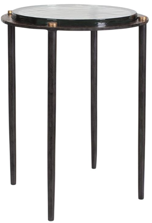 Uttermost® Wren Rubbed Dark Bronze/White Round Marble Accent Table-0
