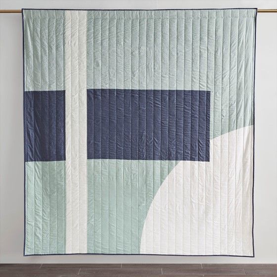 Olliix by Albany Reversible Aqua Full/Queen Cotton Printed Coverlet Set-2