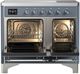 Ilve® Majestic III 40" Blue Gray Pro Style Induction Range with Solid Door and Chrome Trim-1