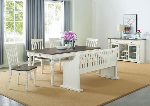 Steve Silver Co. Joanna 6-Piece Ivory/Charcoal Dining Table Set-0