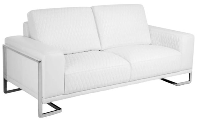 Michael Amini® Mia Bella Stainless Steel/White Loveseat-0