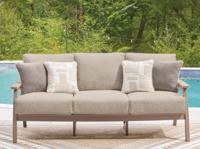 Signature Design by Ashley® Grover Beach Beige/Driftwood Fabric/Wooden Outdoor Sofa-1