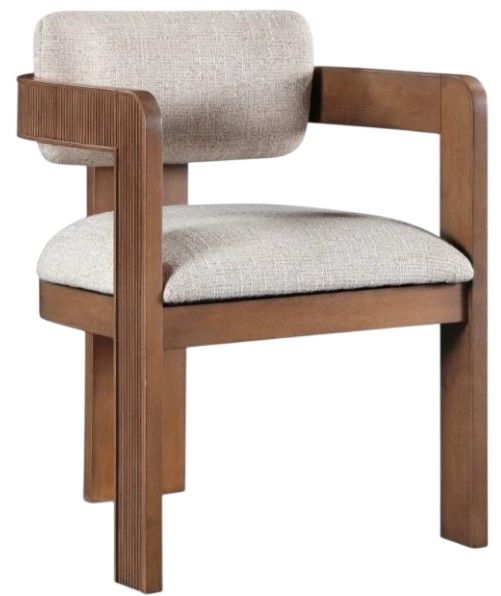Meridian Furniture Sacha Beige/Walnut Linen Textured Upholstered Dining Chair-0