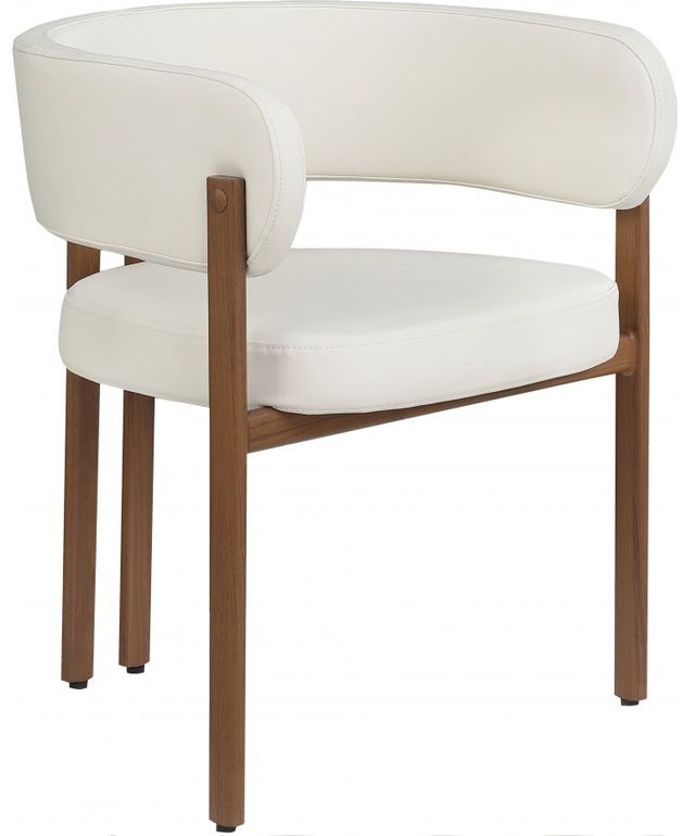 Meridian Furniture Gideon Cream/Walnut Vegan Leather Dining Chair-0