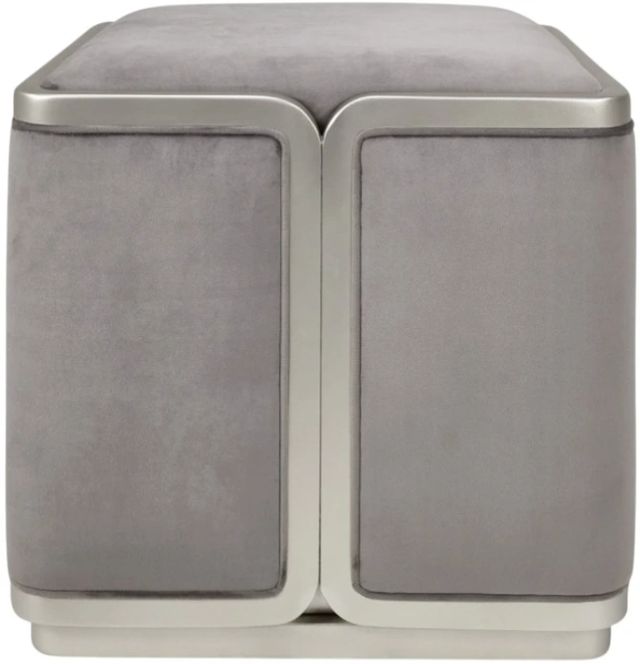 Michael Amini® Linea Gray Pearl/Silver Mist Ottoman-1