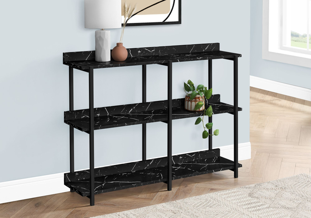 Monarch Specialties Inc. 48"L Black Marble Look Console Table-2