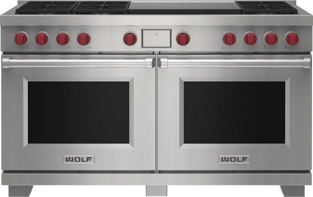 Wolf® 60" Stainless Steel Pro Style Dual Fuel Range-0