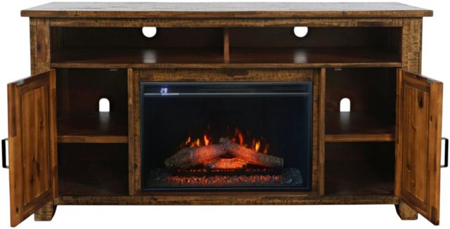 Jofran Inc. Cannon Valley Brown Electric Fireplace Media Console-4