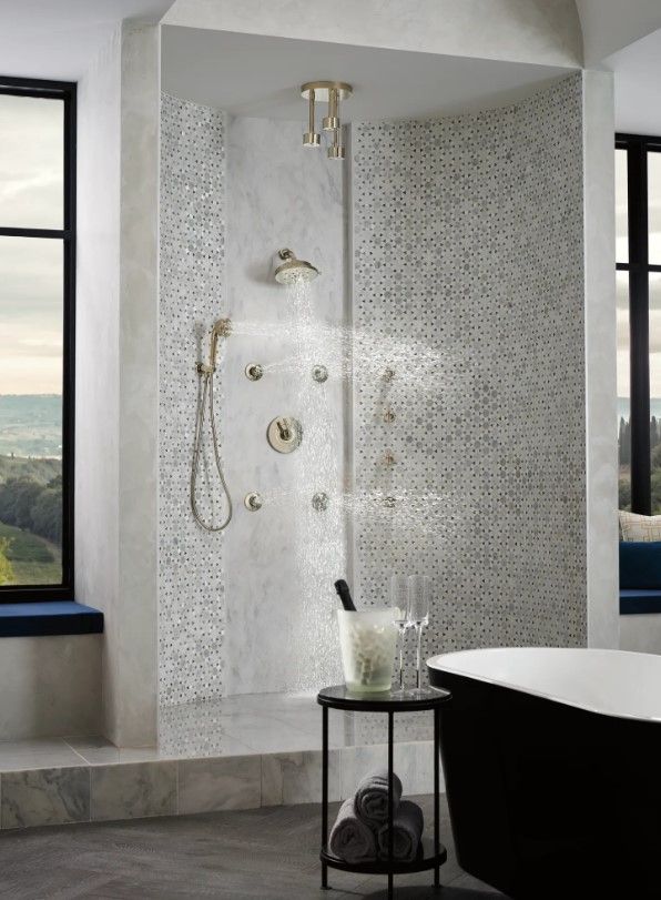 Brizo Litze® Brilliance® Polished Nickel 8” H2Okinetic® Round Multi-Function Wall Mount Showerhead-1