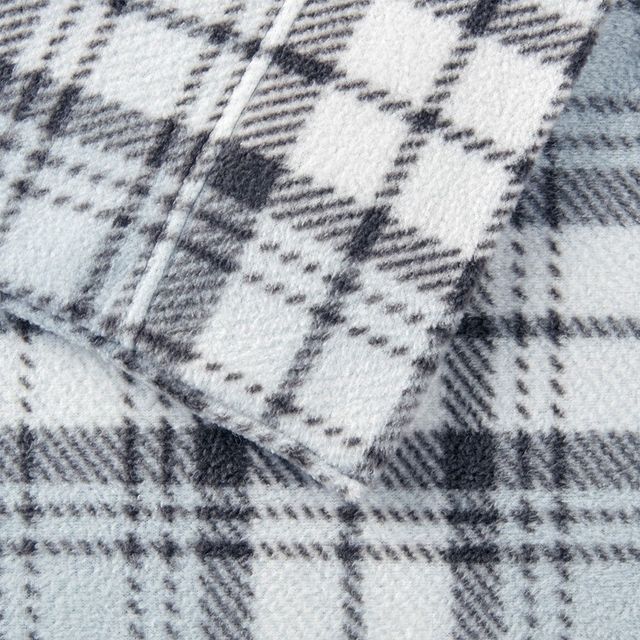 Olliix by True North by Sleep Philosophy 4 Piece Grey Plaid Full Micro Fleece Sheet Set-1