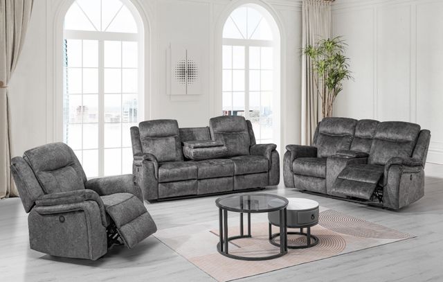 New Classic® Home Furnishings Park City Slate Loveseat with Powered Footrest-1