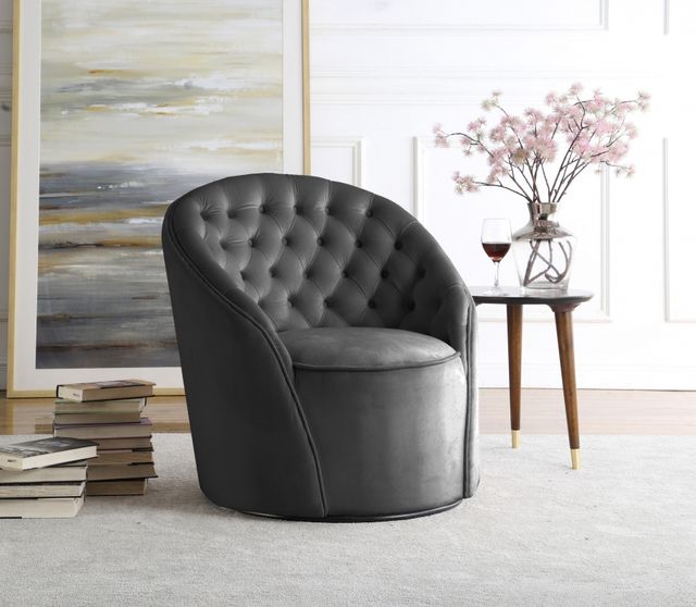 Meridian Furniture Alessio Grey Velvet Swivel Chair-3