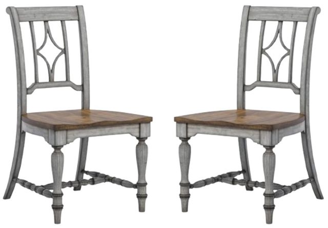 Flexsteel® Plymouth 2-Piece Distressed Graywash Dining Chair Set-0
