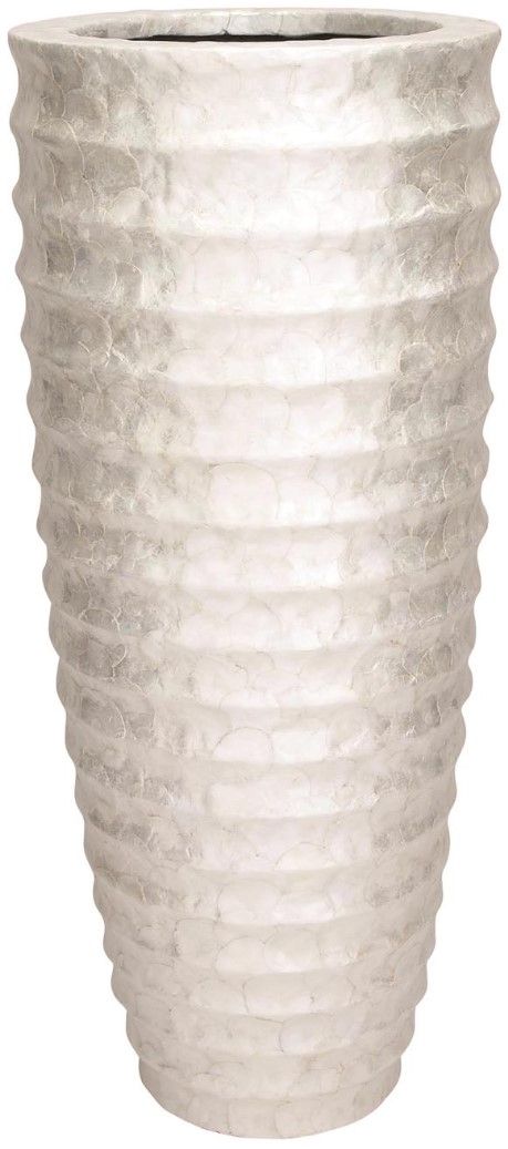 Deco Marche White Tall Floor Decorative Vase with Ripple Design-0