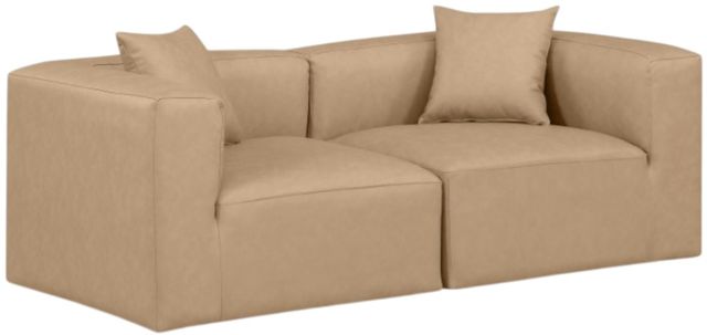 Meridian Furniture Cube 2-Piece Tan Vegan Leather Modular Sofa-0