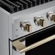 Hauslane HausPro 30" Stainless Steel Pro-Style Dual Fuel Range with Satin Brass Knobs-5