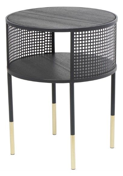 Deco Marche Black Geometric Open Grid  Accent Table-1