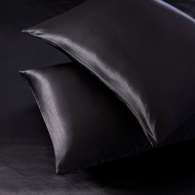 Olliix by Madison Park Essentials Black 2 Pack of King Satin Pillow Case-0
