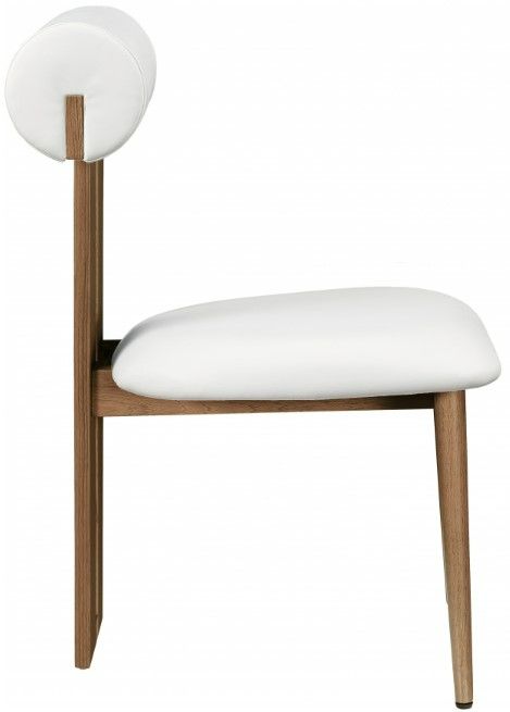 Meridian Furniture Dario Cream/Walnut Vegan Leather Dining Chair-2