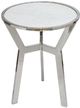 A & B Home White Marble Side Table with Silver Metal Legs -1