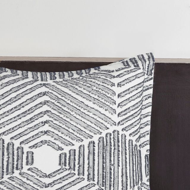 Olliix by INK+IVY Ellipse Cotton Jacquard Grey Full/Queen Comforter Set-3