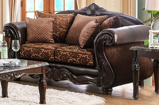 Furniture of America® Elpis 2-Piece Brown/Espresso Sofa and Loveseat-2