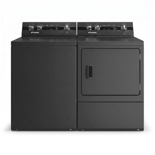 Huebsch® Matte Black Top Load Washer & Electric Dryer Laundry Pair-0