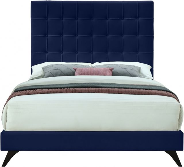 Meridian Furniture Elly Navy Velvet Full Bed-1