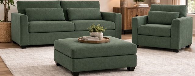 American Wholesale Furniture Cassian Pine Green Ottoman-1