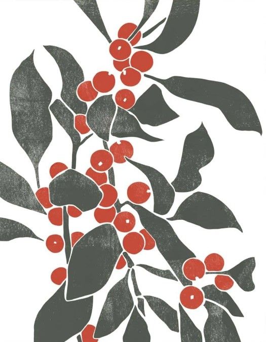 Classy Art Colorblock Berry Branch IV by Emma Scarvey Wall Art-1