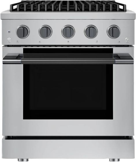 Hauslane HausPro Range 30" Stainless Steel Pro-Style Gas Range with Black Stainless Steel Knobs-0