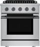 Hauslane HausPro Range 30" Stainless Steel Pro-Style Gas Range with Black Stainless Steel Knobs-0