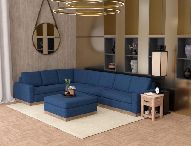 International Furniture Direct Georgia Navy Blue Square Ottoman-2