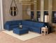 International Furniture Direct Georgia Navy Blue Square Ottoman-2