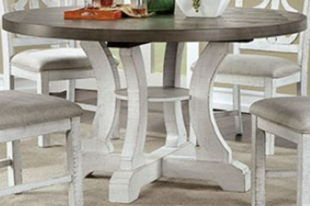 Furniture of America® Auletta Distressed White Round Dining Table with ...