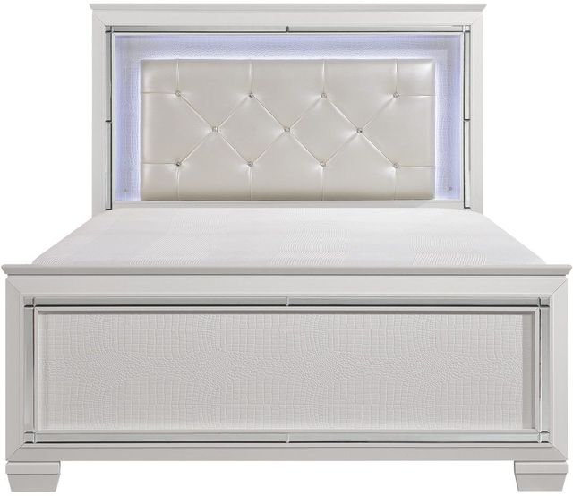Homelegance® Allura White Eastern King Upholstered Panel Bed with LED Lighting-2