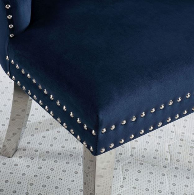 Furniture of America® Jewett 2-Piece Blue/Chrome Wingback Chair Set-3