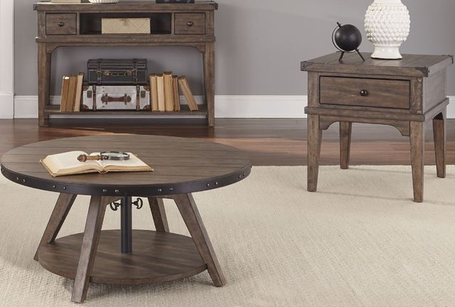 Liberty Furniture Aspen Skies 3-Piece Weathered Brown Living Room Table Set-0