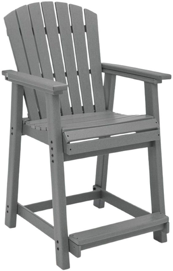 Signature Design by Ashley® Sanctuary Beach Dark Gray Plastic Outdoor Bar Stool-0