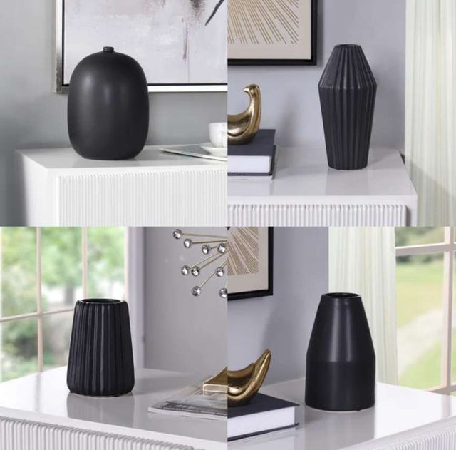 Stylecraft Dann Foley Lifestyle 4-Piece Satin Black Vase Set-1