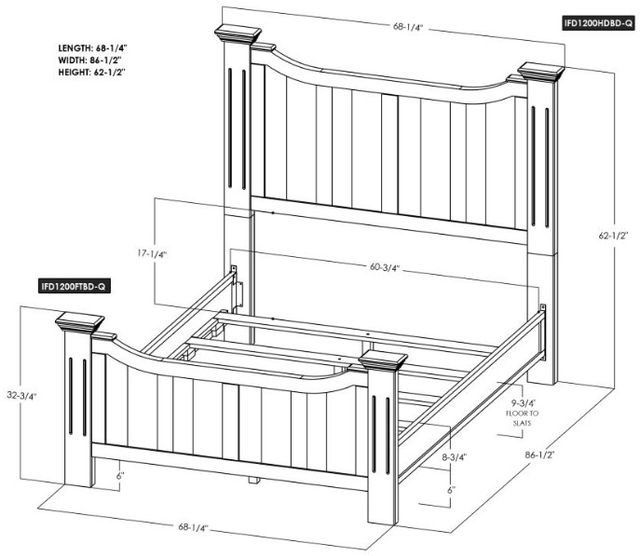 International Furniture Direct Madeira Brown Queen Panel Bed-2