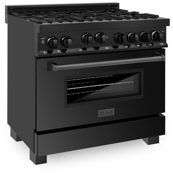 ZLINE 36" Black Stainless Steel Freestanding Gas Range -3