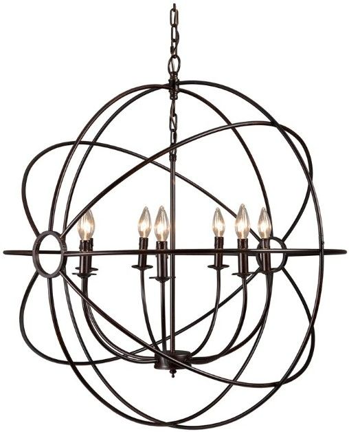 YHD Shooting Star Rustic Black 7-Light Orb Chandelier-2