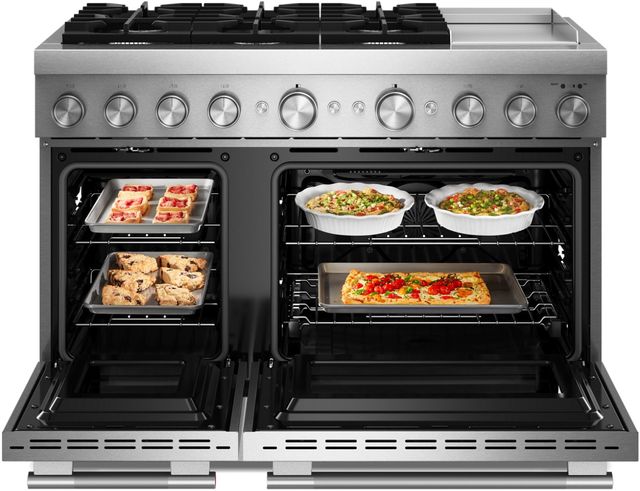 KitchenAid® 48" Stainless Steel Pro Style Dual Fuel Range with Chrome Electric Griddle-3