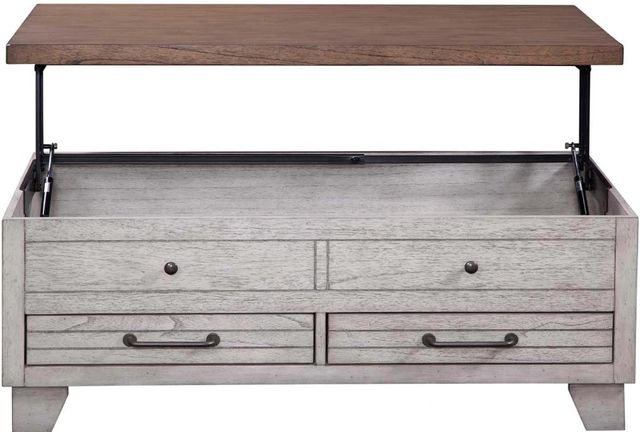 Steve Silver Co. Bear Creek Honey Smoke Lift-Top Cocktail Table with White Base-3
