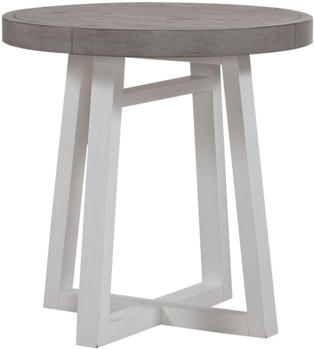 Liberty Furniture Palmetto Heights Shell White Round End Table with Driftwood Top-0